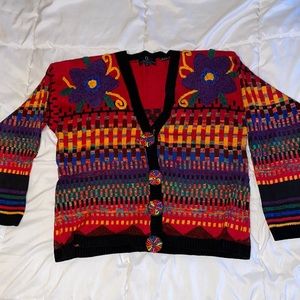 Colorful 80’s Carole Little Cardigan